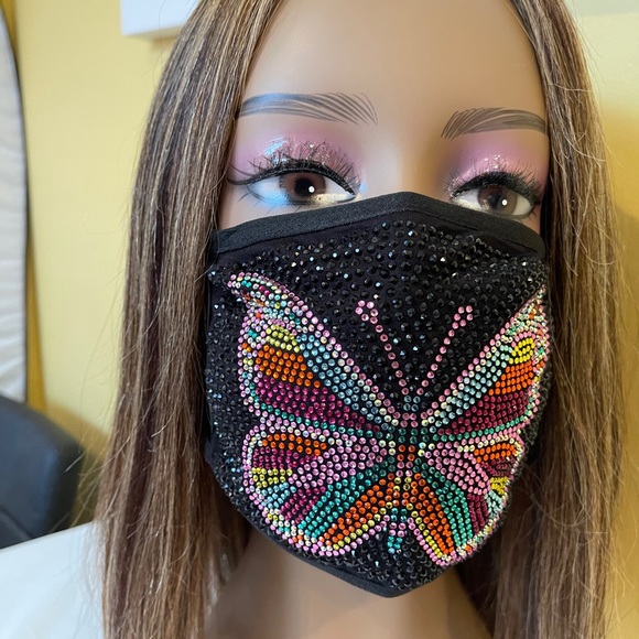 Butterfly Bling Rhinestone Face Mask with Filter - Picture 6 of 7